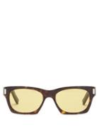 Matchesfashion.com Saint Laurent - Rectangular Tortoiseshell-acetate Sunglasses - Mens - Tortoiseshell