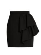 Saint Laurent Asymmetric Ruffled Wool-sabl Skirt