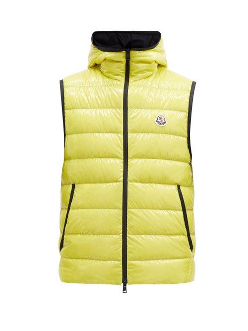 Matchesfashion.com Moncler - Hooded Quilted Down Gilet - Mens - Yellow