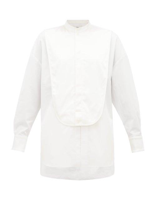 Matchesfashion.com Tibi - Satin Bib Front Cotton Tuxedo Shirt - Womens - White