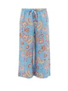 Matchesfashion.com Etro - Paisley-print Cropped Ramie Trousers - Womens - Blue Print