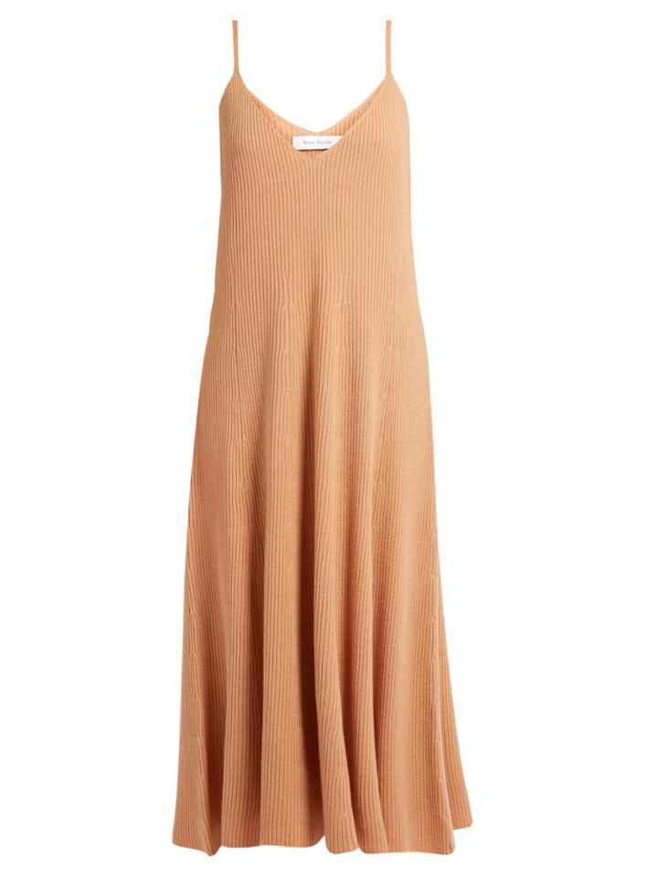 Ryan Roche V-neck Ribbed-knit Cashmere Midi Dress