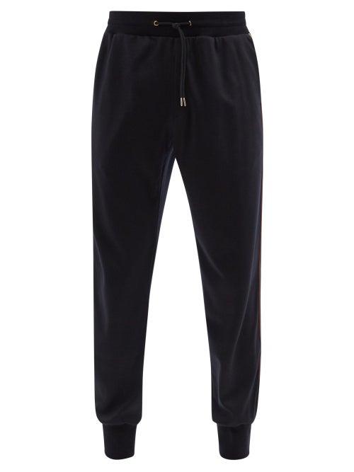 Mens Rtw Paul Smith - Side-stripe Wool-jersey Track Pants - Mens - Navy