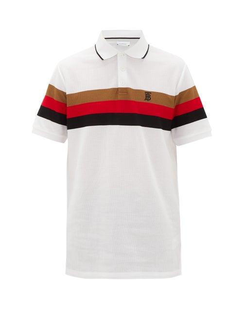 Matchesfashion.com Burberry - Treydon Striped Cotton Polo Shirt - Mens - White
