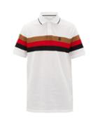 Matchesfashion.com Burberry - Treydon Striped Cotton Polo Shirt - Mens - White