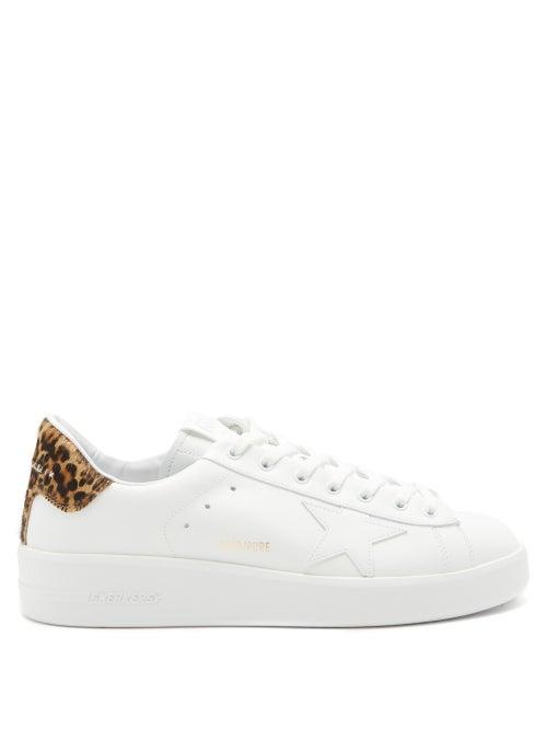 Matchesfashion.com Golden Goose - Purestar Leopard-spot Heel Leather Trainers - Mens - White