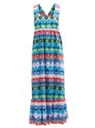 Borgo De Nor - Mila Floral-print Cotton Dress - Womens - Blue Multi