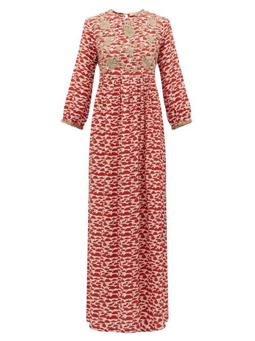 Matchesfashion.com Muzungu Sisters - Touba Mushroom Print Silk Dress - Womens - Red Multi