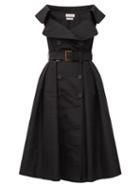 Matchesfashion.com Alexander Mcqueen - Open-collar Faille Trench Midi Dress - Womens - Black