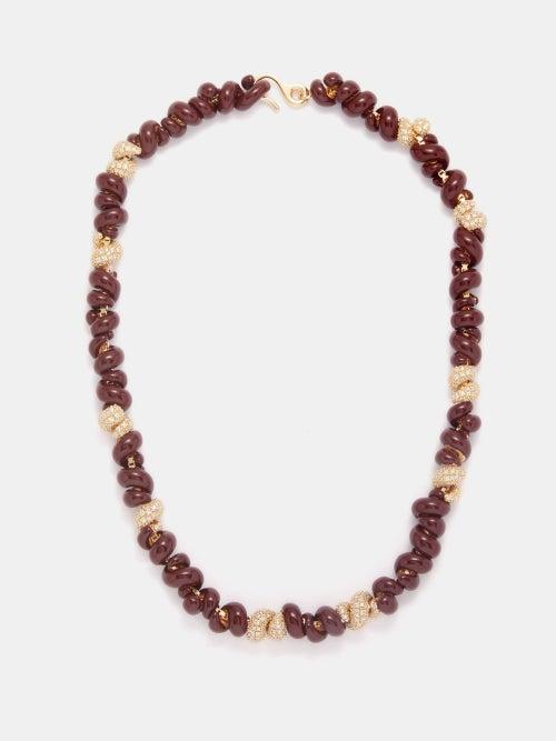 Bottega Veneta - Twisted Crystal & Gold-vermeil Chain Necklace - Womens - Gold Multi