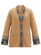 Matchesfashion.com Etro - Dongola Jacquard-trim Wool-blend Cardigan - Womens - Beige Multi