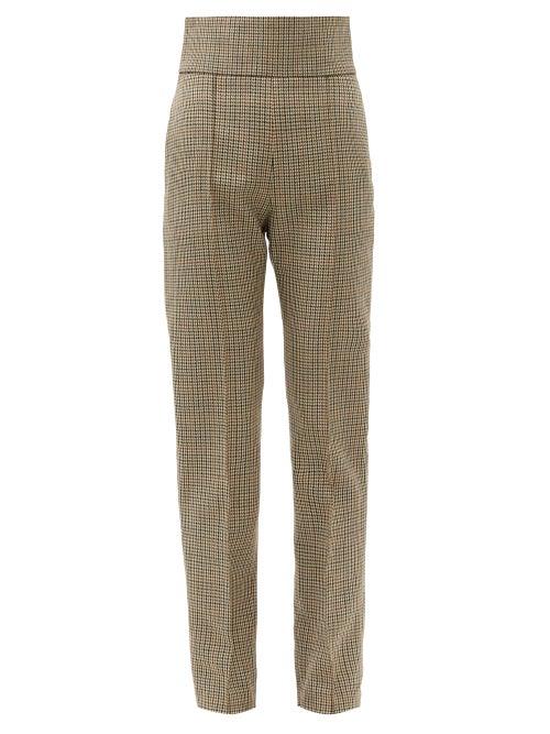 Matchesfashion.com Alexandre Vauthier - High-rise Houndstooth Wool-tweed Trousers - Womens - Grey Multi