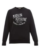 Matchesfashion.com Maison Kitsun - Logo Print Cotton Sweatshirt - Mens - Black