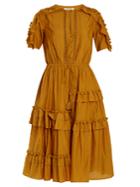 Sea Pompom-trimmed Cotton And Silk-blend Dress