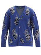 Matchesfashion.com Lost Daze - Palm-jacquard Cotton-blend Cardigan - Mens - Blue