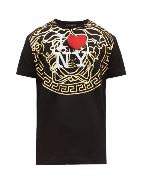 Matchesfashion.com Versace - I Love Ny Print Cotton T Shirt - Mens - Black