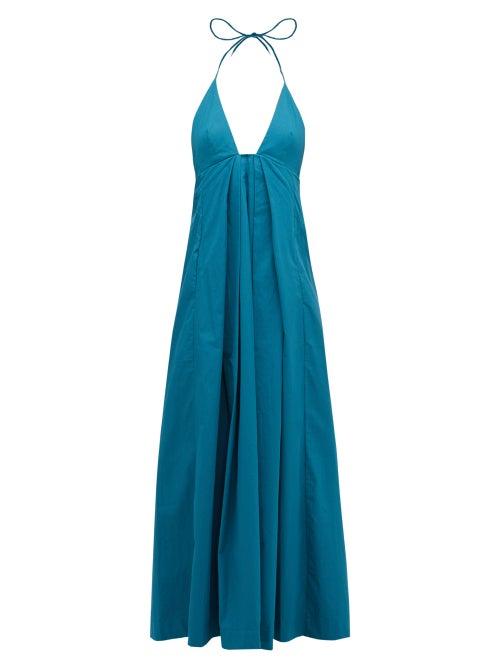 Matchesfashion.com Kalita - Atlas Halterneck Cotton Maxi Dress - Womens - Green