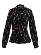 Rockins Shooting-star Print Point-collar Silk Blouse