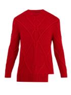 Neil Barrett Asymmetric-hem Cable-knit Wool Sweater