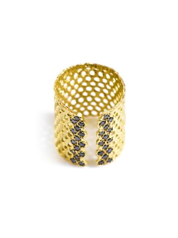 Lara Melchior Bague I Black Diamond And Gold-plated Ring