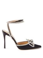Mach & Mach - Double Bow Crystal And Silk-satin Pumps - Womens - Black