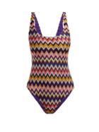 Matchesfashion.com Missoni Mare - Scoop Back Crochet Knit Swimsuit - Womens - Multi