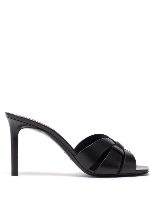Matchesfashion.com Saint Laurent - Tribute Leather Mules - Womens - Black