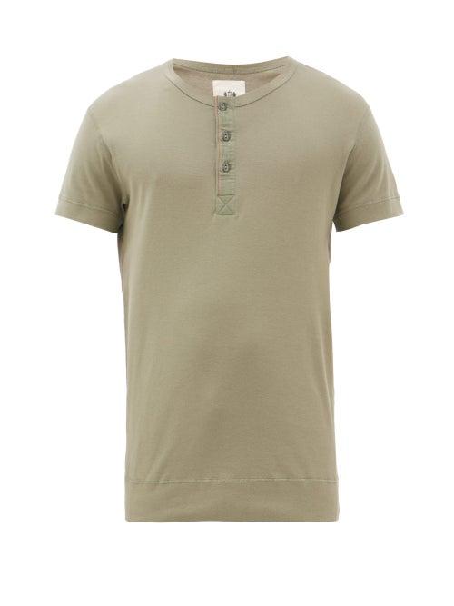 Matchesfashion.com Hemen Biarritz - Luzien Organic-cotton Henley T-shirt - Mens - Light Green