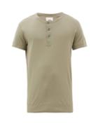 Matchesfashion.com Hemen Biarritz - Luzien Organic-cotton Henley T-shirt - Mens - Light Green