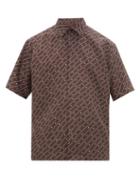 Matchesfashion.com Fendi - Karligraphy Short-sleeved Silk Shirt - Mens - Brown
