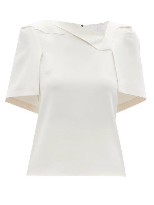 Matchesfashion.com Roland Mouret - Lynn Cape-sleeve Cady Top - Womens - White