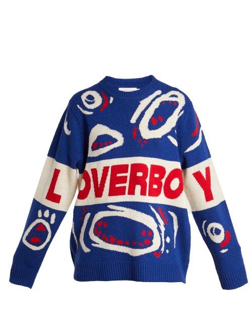 Matchesfashion.com Charles Jeffrey Loverboy - Out And Raging Wool Sweater - Womens - Blue Multi