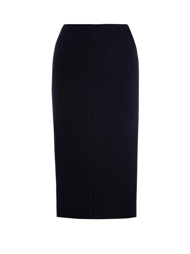 Allude Ribbed-knit Cashmere Pencil Skirt