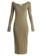 Matchesfashion.com Raey - Square Neck Ribbed Cashmere Dress - Womens - Grey
