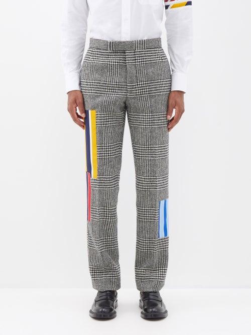 Thom Browne - Patchwork Check Wool Suit Trousers - Mens - Black White