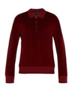 Matchesfashion.com Prada - Long Sleeved Chenille Cotton Polo Shirt - Mens - Red