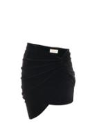 Matchesfashion.com Alexandre Vauthier - Asymmetric Draped Velvet Mini Skirt - Womens - Black