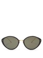 Matchesfashion.com Linda Farrow - Lucy Cat-eye Acetate Sunglasses - Womens - Black Gold