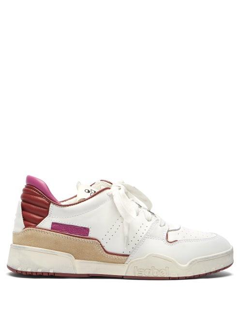Matchesfashion.com Isabel Marant - Emree Aged-effect Leather Trainers - Womens - Pink White