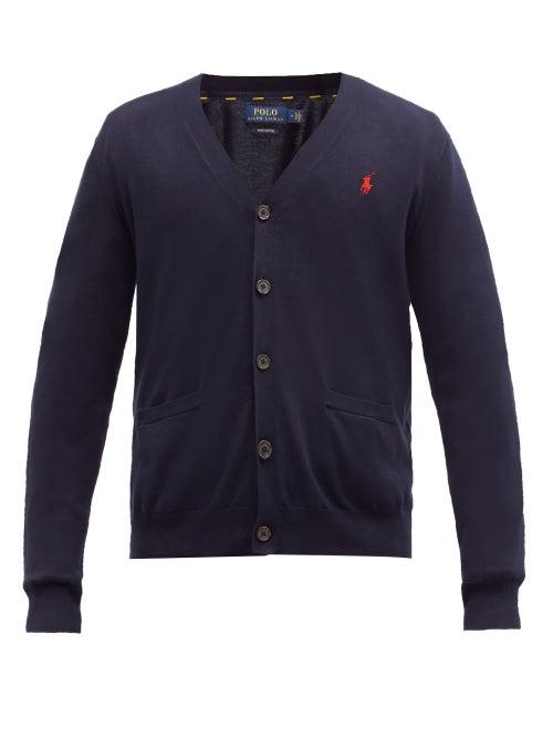 Matchesfashion.com Polo Ralph Lauren - Logo-embroidered Pima-cotton Cardigan - Mens - Navy
