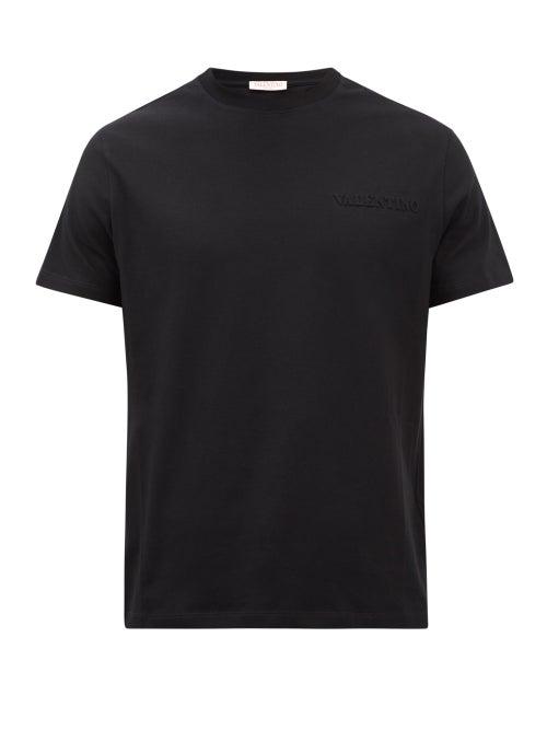 Valentino - Logo-embossed Cotton-jersey T-shirt - Mens - Black