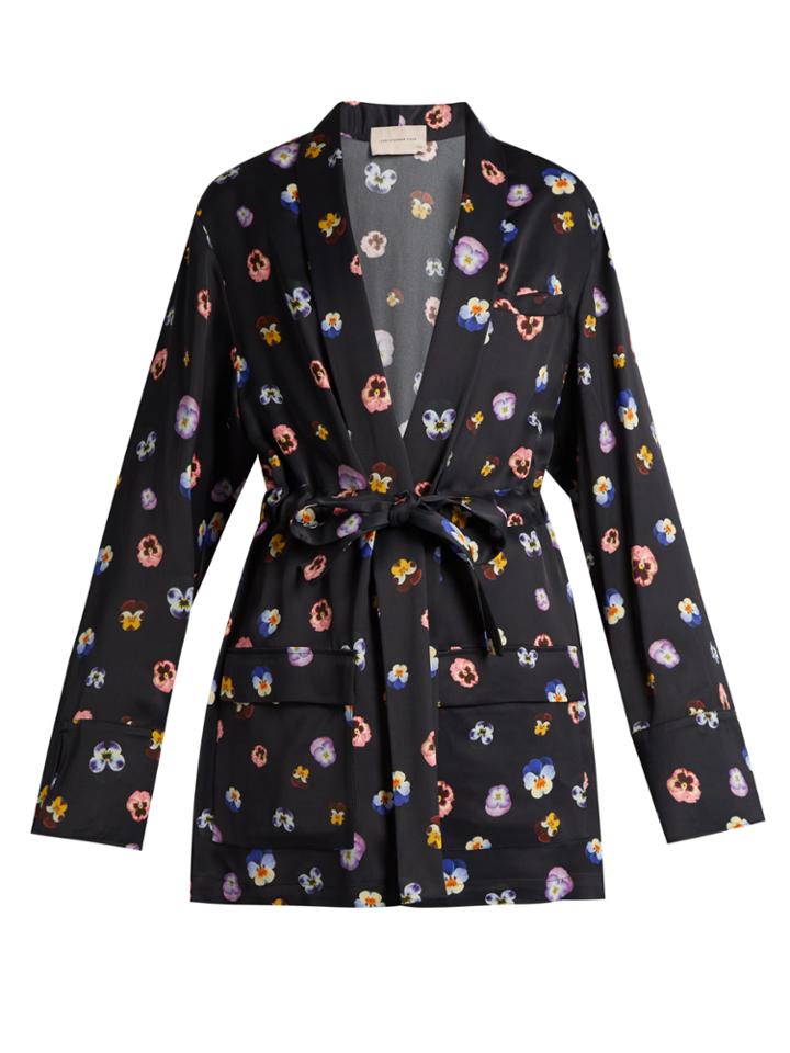 Christopher Kane Pansy-print Satin Jacket