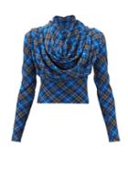 Matchesfashion.com A.w.a.k.e. Mode - Draped Tartan Top - Womens - Blue