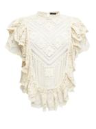 Matchesfashion.com Isabel Marant - Zainos Ruffled Crocheted-lace Top - Womens - Ivory