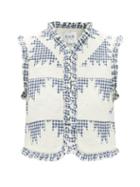 Ladies Rtw Sea - Gloucester Patchwork-gingham Quilted Cotton Gilet - Womens - Blue White