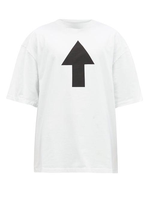 Matchesfashion.com Balenciaga - Arrow And Wi-fi Print Cotton-jersey T-shirt - Mens - White
