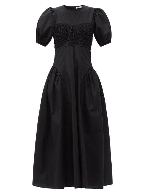 Matchesfashion.com Cecilie Bahnsen - Clementine Smocked-bodice Cotton-blend Dress - Womens - Black