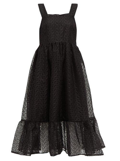 Matchesfashion.com Shrimps - Sylvia Floral Organza Pinafore Dress - Womens - Black
