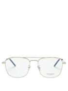 Matchesfashion.com Saint Laurent - Aviator Metal Glasses - Mens - Silver