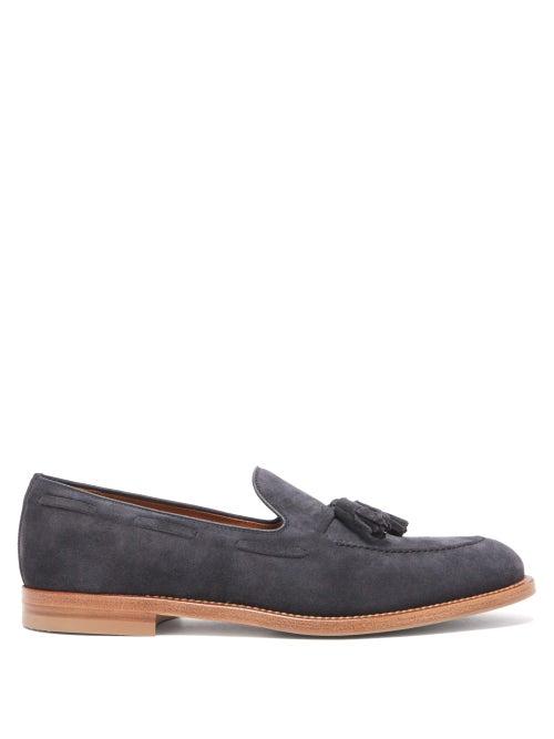 Matchesfashion.com Brunello Cucinelli - Tasselled Suede Loafers - Mens - Blue